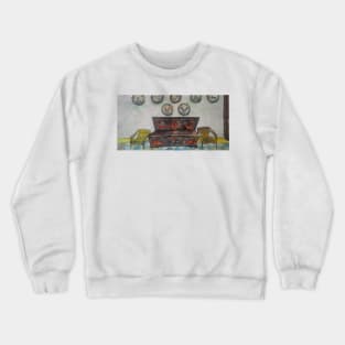 Watercolor Sketch - Antique Painted Bench at a Sicilian Farmhouse. 2018 Crewneck Sweatshirt